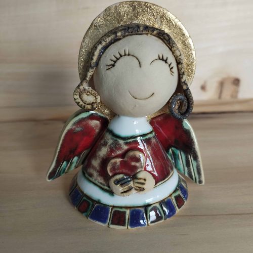 Anioł ceramiczny Kalinka – mała figurka w stylu etno