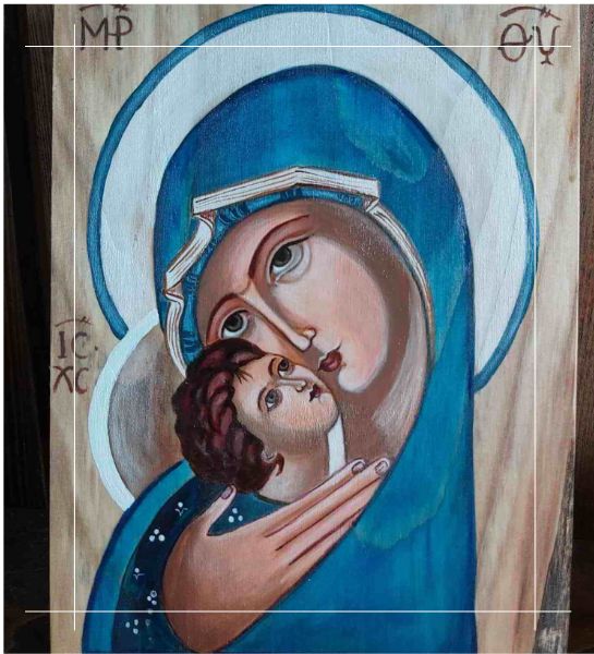 Ikona ręcznie malowana Matka Boska Eleusa
