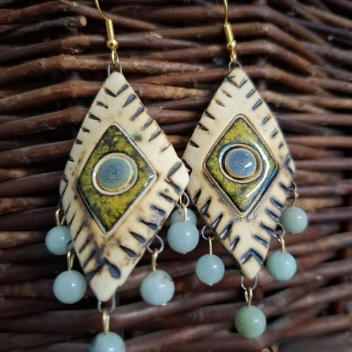 Etno kolczyki ceramiczne „Szlakiem słońca”