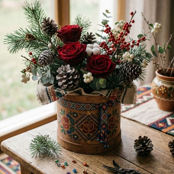 Warsztaty tworzenia flowerboxów w BIeszczadzkiej Aniołomanii. Gotowy box